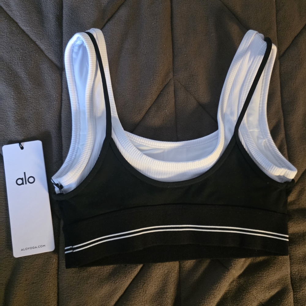 Alo FIRE! NWT! Airbrush Better Together Bra in Black/White. Sz XXS. R2S!! - Picture 10 of 13